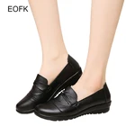 Женские лоферы EOFK из натуральной кожи, мягкие балетки на плоской подошве, без застежки, с круглым носком, обувь для мам
