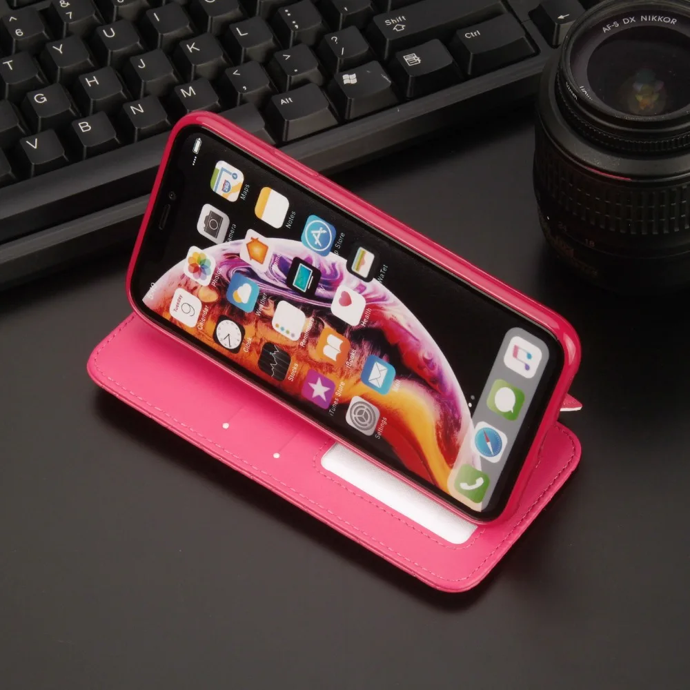 Кожаный бумажник для iPhone 5 6 6s 7 8 Plus X XR XS Max блестящий чехол Корона Королева Стиль Чехлы флип-чехол для телефонов пакет