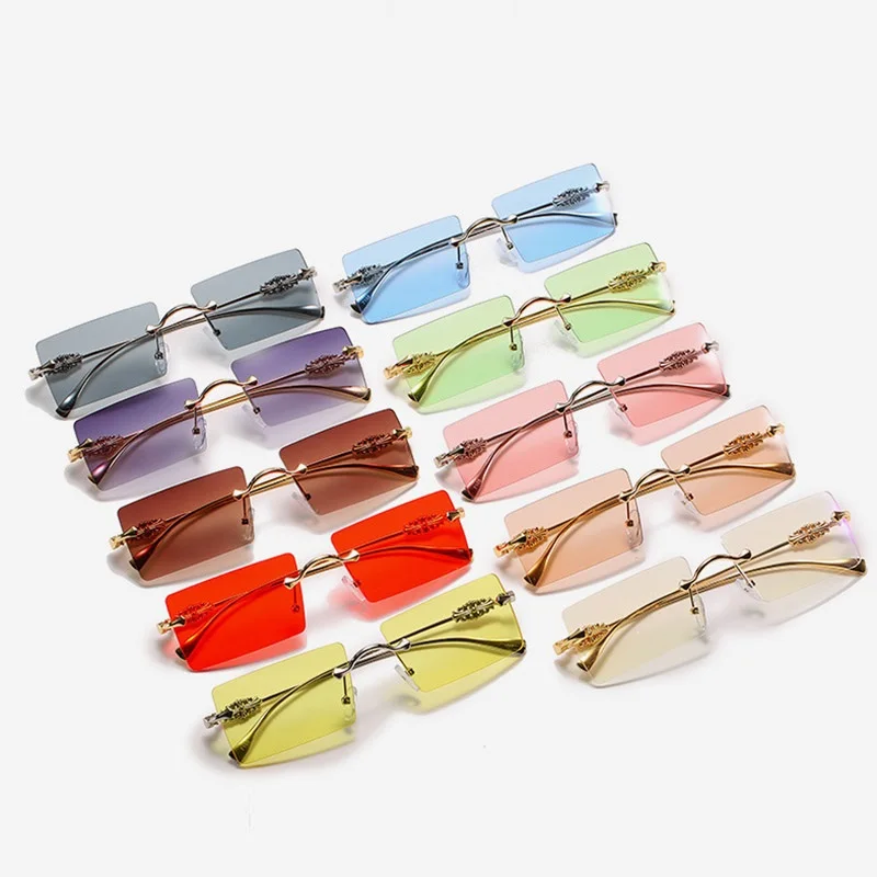 Солнцезащитные очки женские квадратные без оправы UV400 | Аксессуары для одежды