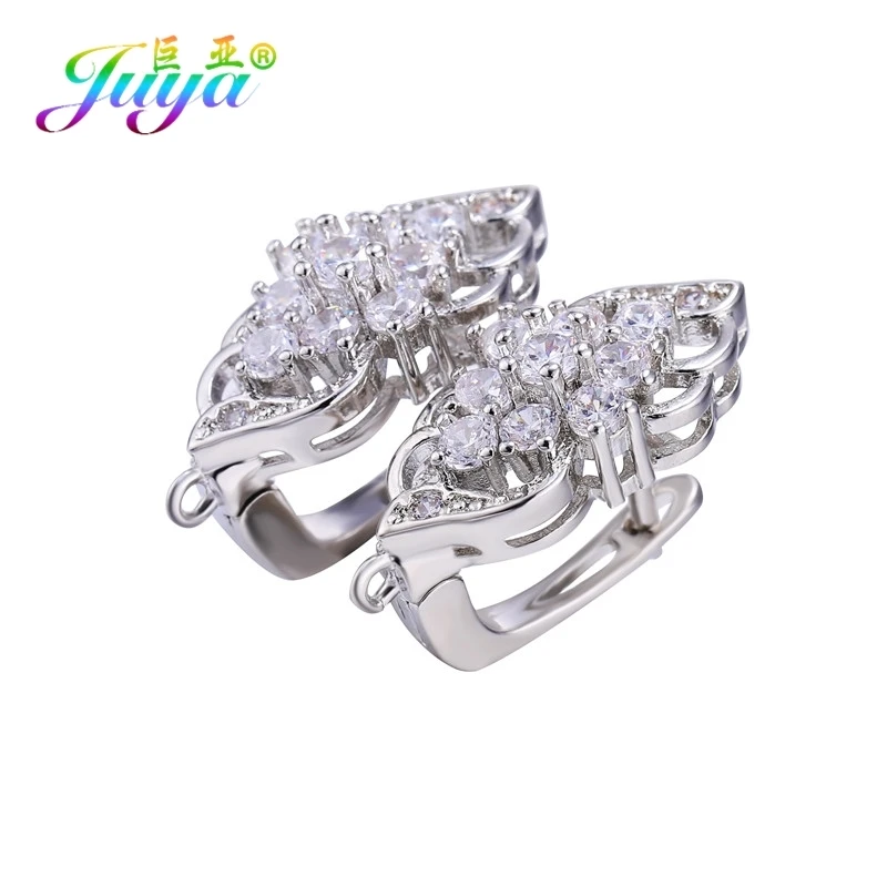 White Gold Juya ювелирные изделия ручной работы, золотые/серебряные серьги, крючки, аксессуары для женщин, роскошное изготовление сережек - Цвет: White Gold
