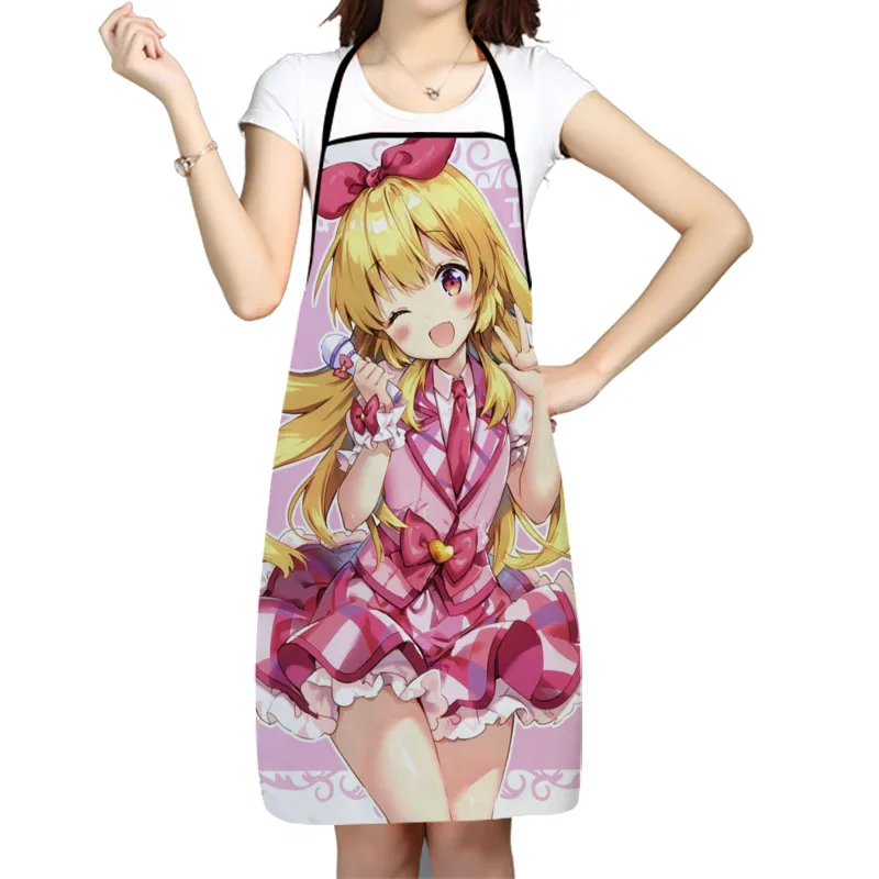 

Фартук Aikatsu из ткани Оксфорд с аниме-рисунком для мужчин и женщин, нагрудники для дома, готовки, выпечки, уборки, кухонные принадлежности