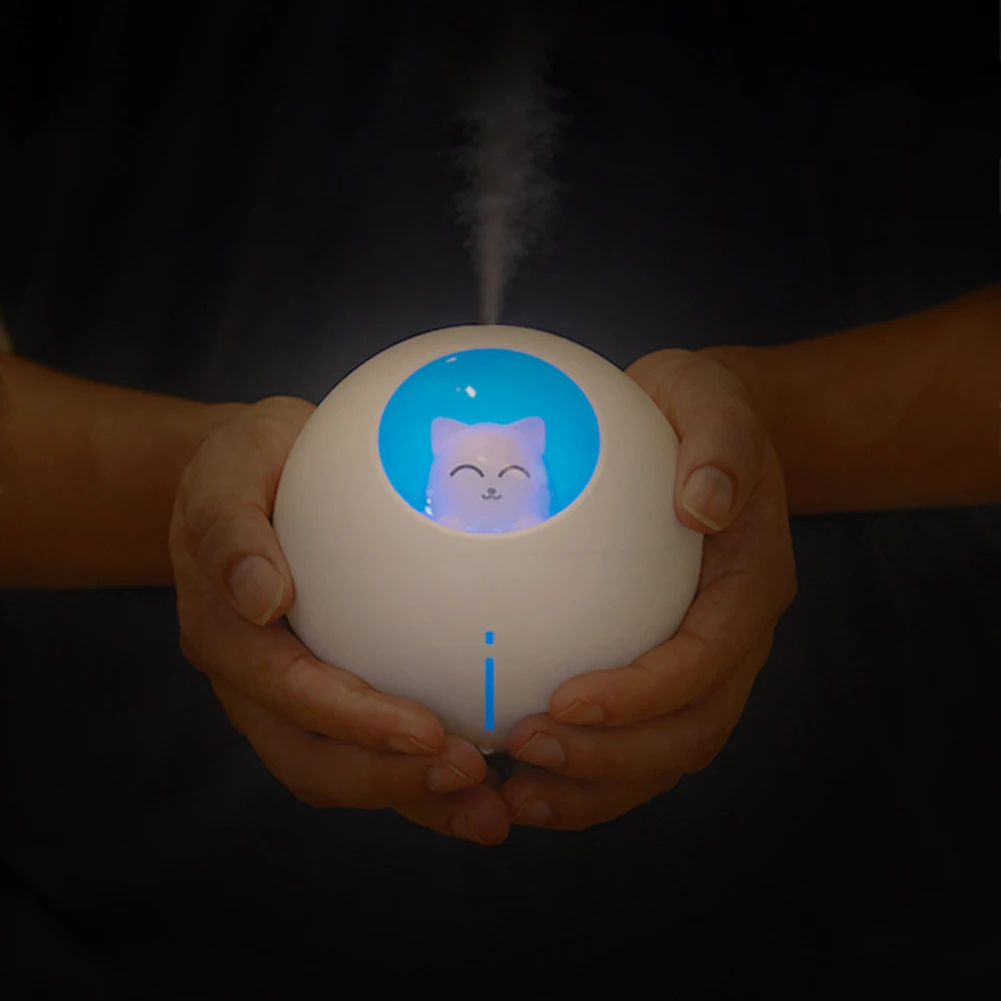

Household Aromatherapy Spray Desktop Air Humidifier Cute Pet Planet Cat LED Night Light Ultrasonic Aroma Essential Oil Diffuser