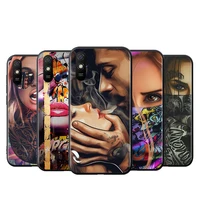 for xiaomi redmi k40 gaming k30i k30t k30s k30 ultra k20 10x pro 5g black phone case sexy sleeve tattoo girl silicone cover