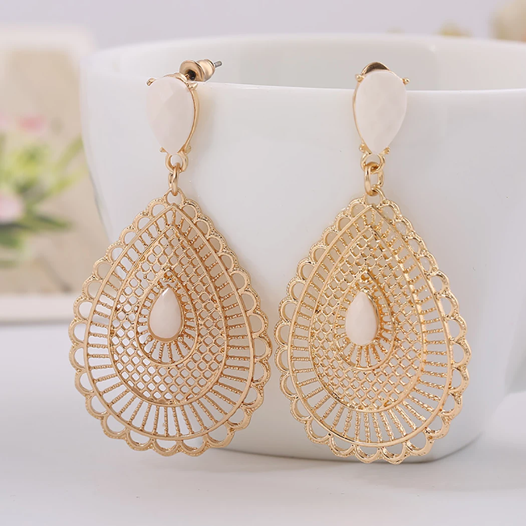 Полые каплеобразные серьги гвоздики для женщин модные ювелирные изделия