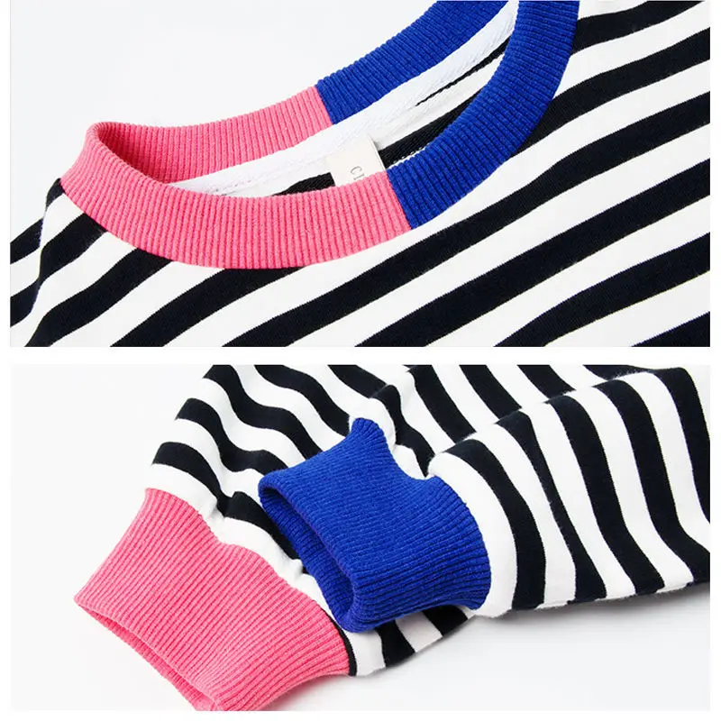 

MudiPanda New Spring Boys Girls Cotton Stripe T Shirts Children Tees Long Sleeve T Shirts Kids Tops Baby Clothes 4-14 Year