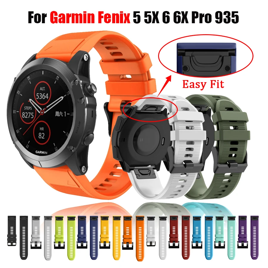 

Смарт-часы ремешок для смарт-часов Garmin Fenix 6 6S 6X 5X 5 5S 3 3HR Forerunner 935 945 быстроразъёмное соединение ленточная силиконовый браслет на запястье