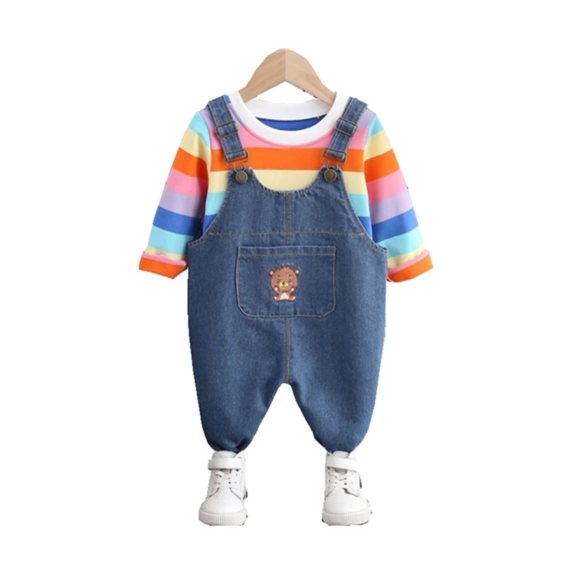 Новинка Сезон весна осень Комплект одежды для маленьких девочек Детская