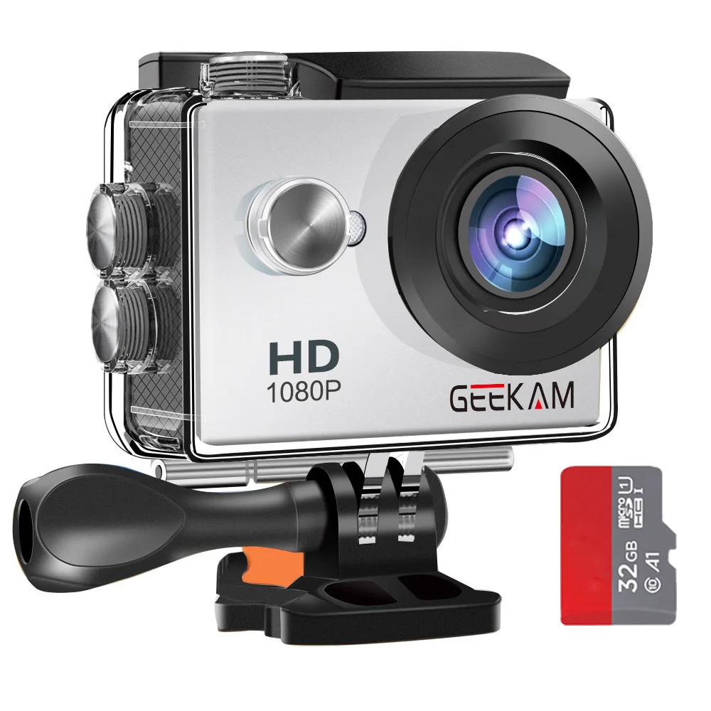 GEEKAM A9 экшн-камера Full HD 1080P 2," экран 30 м водонепроницаемый шлем мини видео запись камера s Спортивная камера DVR - Цвет: GK-A9 Silver-B