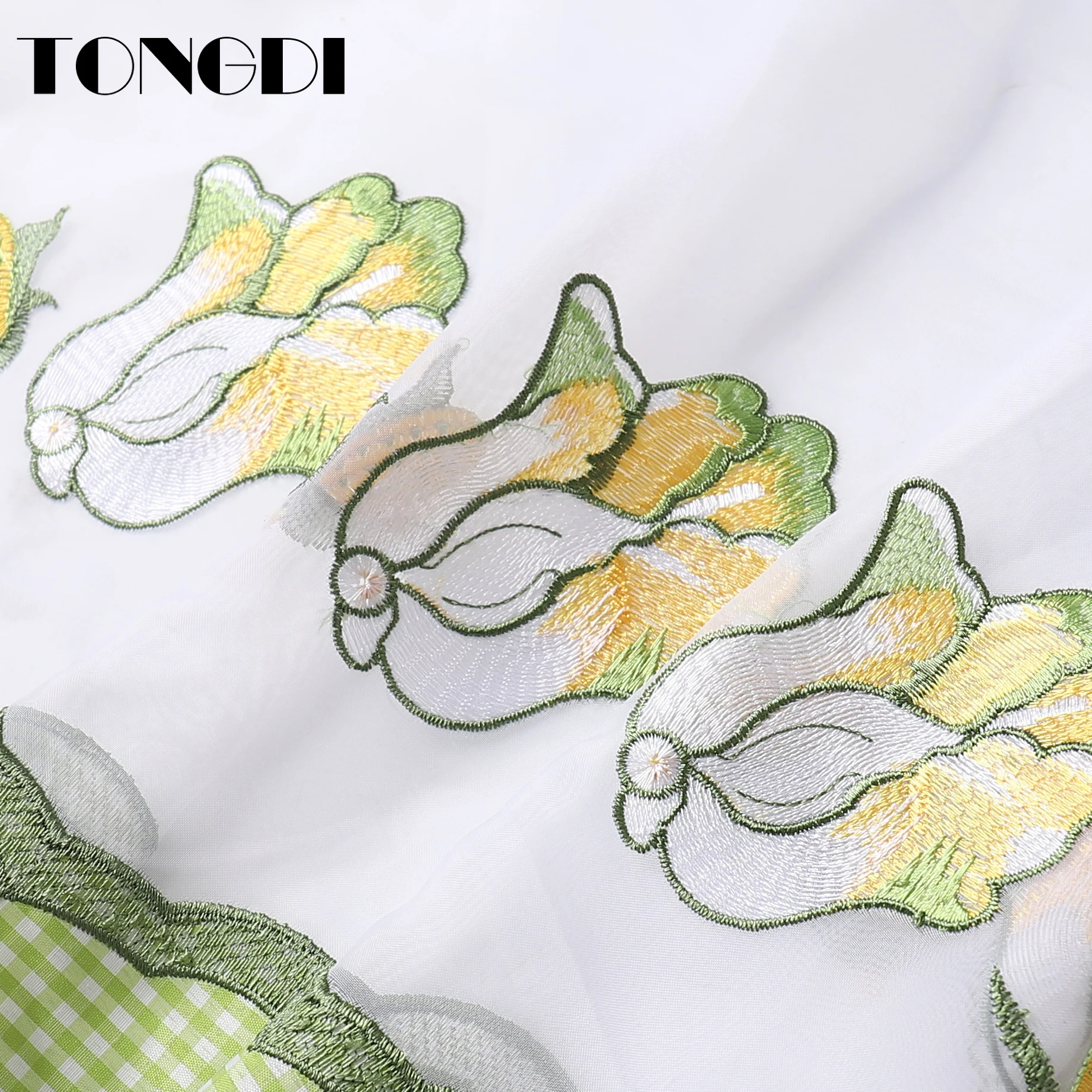 TONGDI домашние кухонные занавески короткие яруса мультяшная вышивка капуста тюль