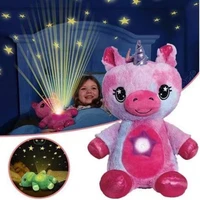 stuffed animal with light star projector in belly plush toy night light starry projection lamp bedroom decor kids gifts