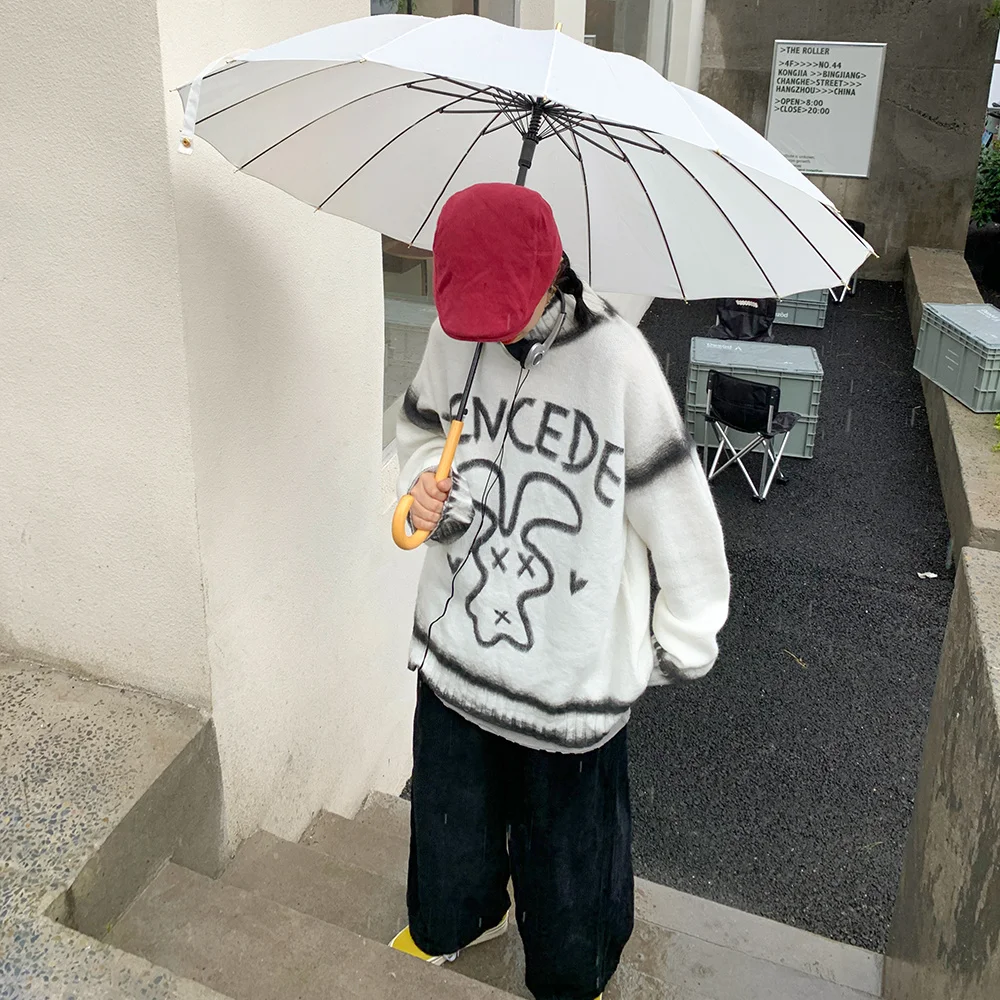 Женский свободный свитер корейской версии с принтом кролика и