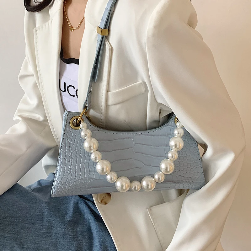 

Female Luxury Tote Handbag Over The Shoulder 2021 Spring Women Branded Stone Pattern PU Leather Underarm Bag Female Small