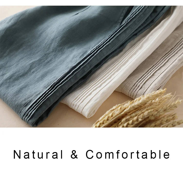 

Women's Falling Feeling Cotton and Linen Wide-leg Pants High-waist Slimming Loose Literary Straight Casual all-match Pants