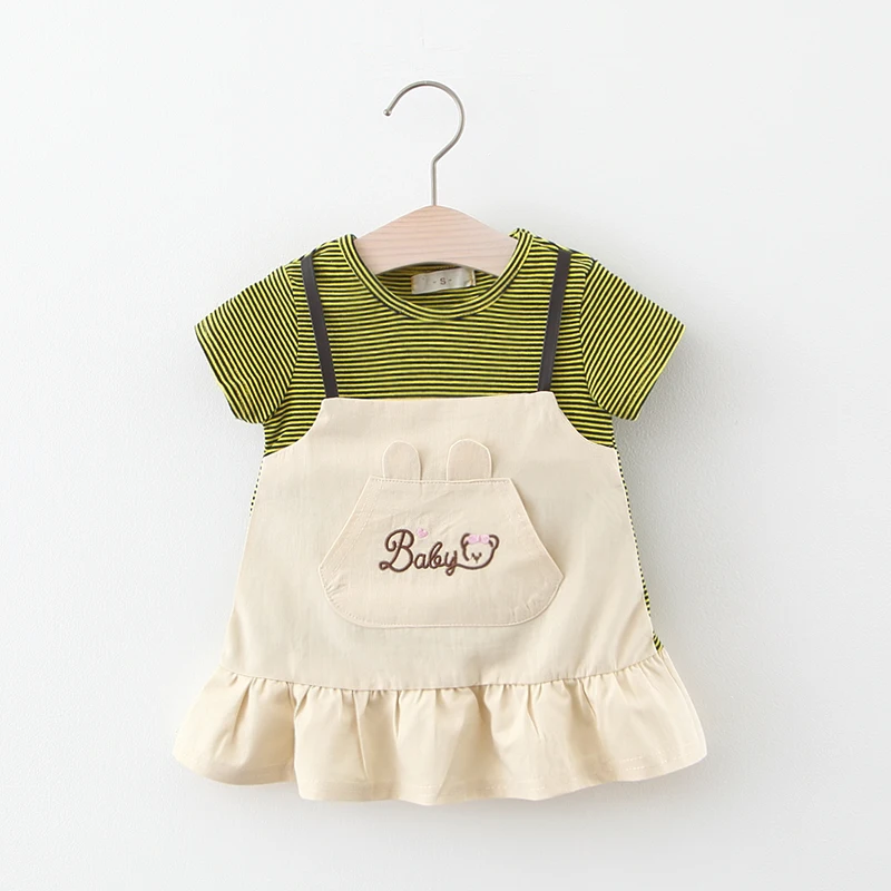 YALOODE летнее платье для маленьких девочек хлопковая одежда в полоску с оборками