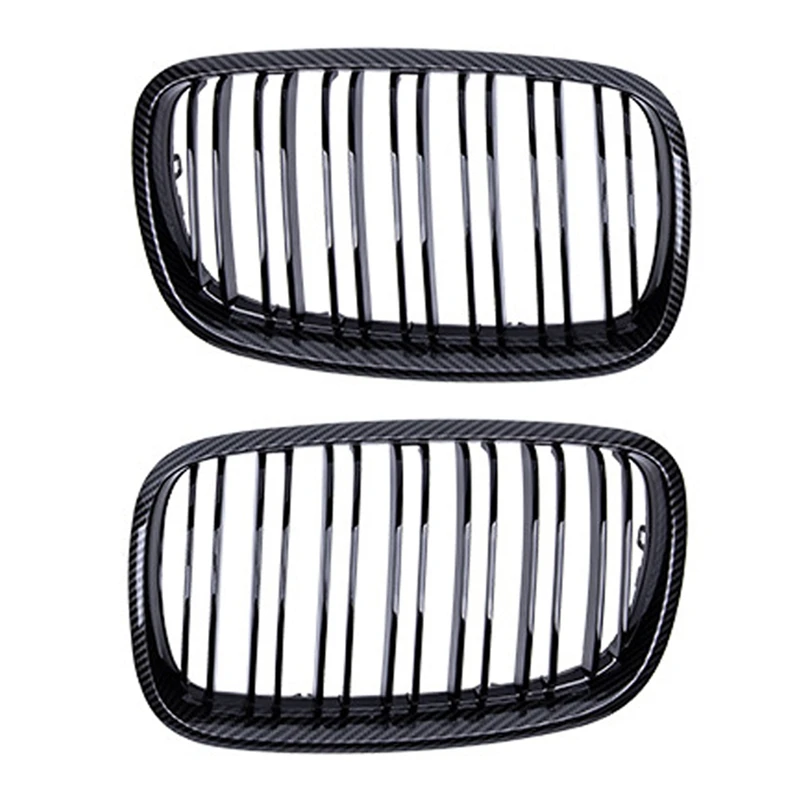 

for BMW X5 X6 E70 E71 2006-2015 Front Bumper Kidney Grille Dual Line Mesh Grille Carbon Fiber