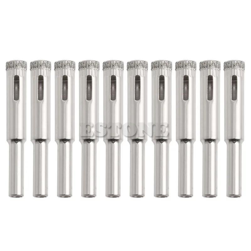 

New 10Pcs 8mm Diamond Core Coated Drill Bits Hole Saw Glass Tile Ceramic Marble