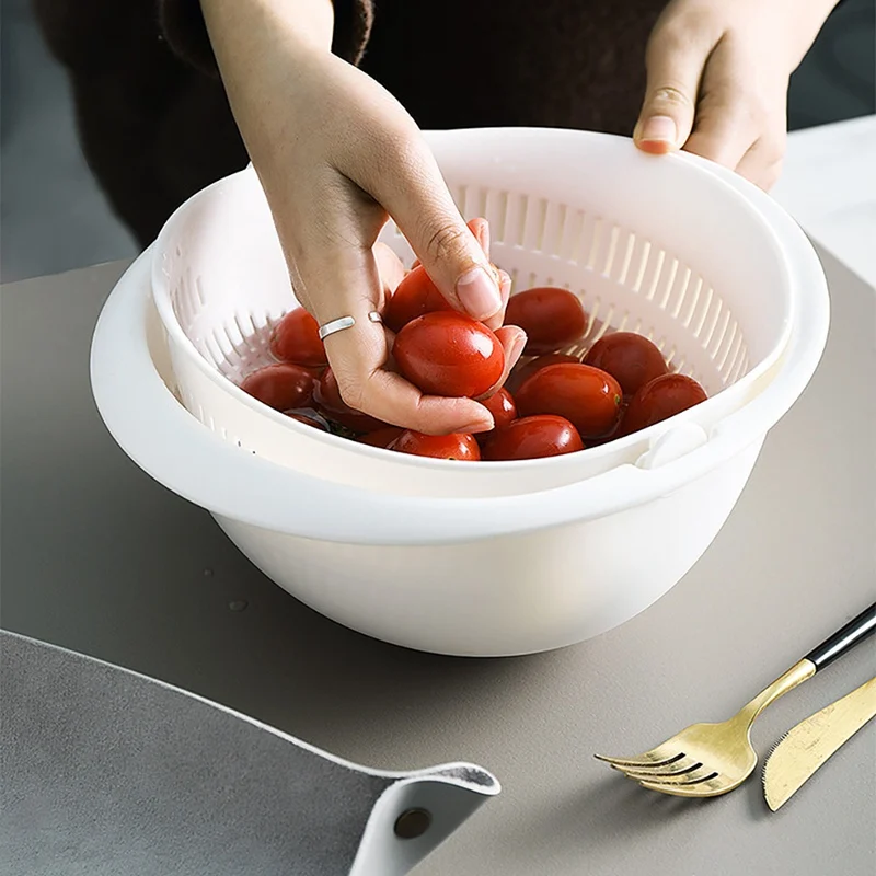 Корзина для овощей двойная пластиковая корзина слива кухонная чаша лапша