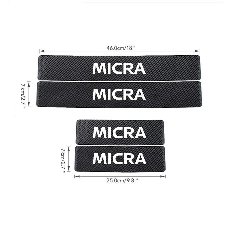 SILVER X4PCS 4 шт./компл. наклейки на пороги автомобиля для Nissan MICRA k12 k13 тюнинг автомобильные аксессуары интерьер - Название цвета: SILVER X4PCS