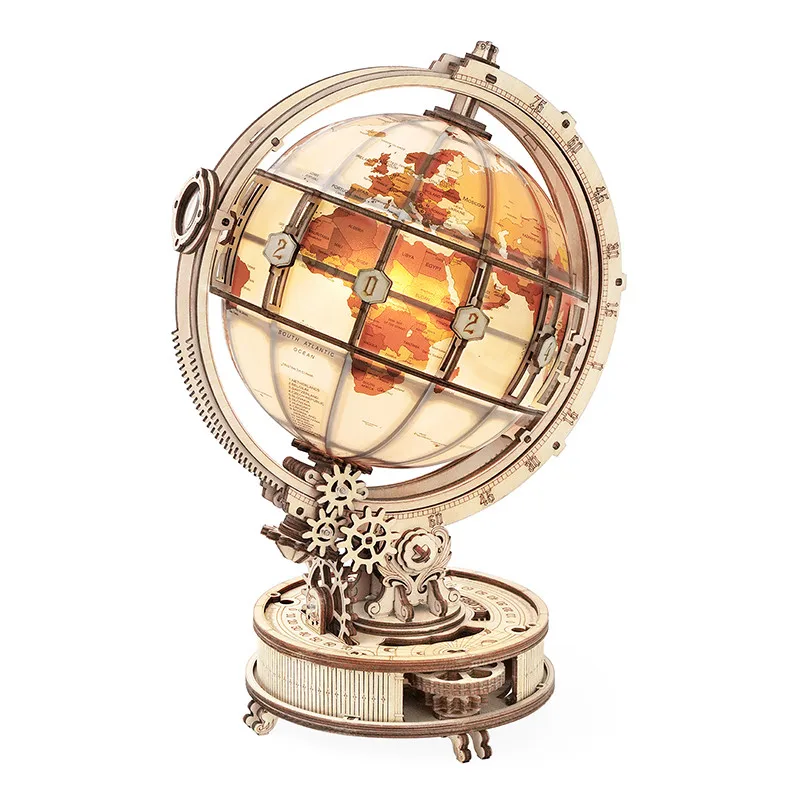 

Glowing Globe 3D Wooden Puzzle Games Assemble Model Buliding Kits Toys Gift For Children Boys Toys Brain Game