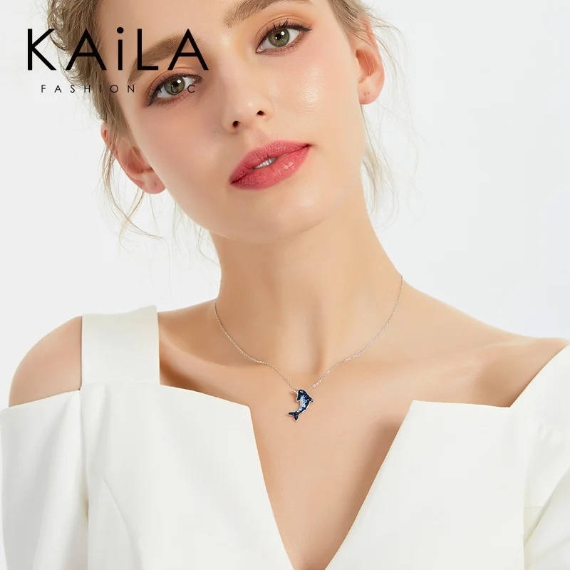 

Dolphin necklace clavicle chain ins net red tide sterling silver big fish Haitang summer simple temperament birthday gift cool h