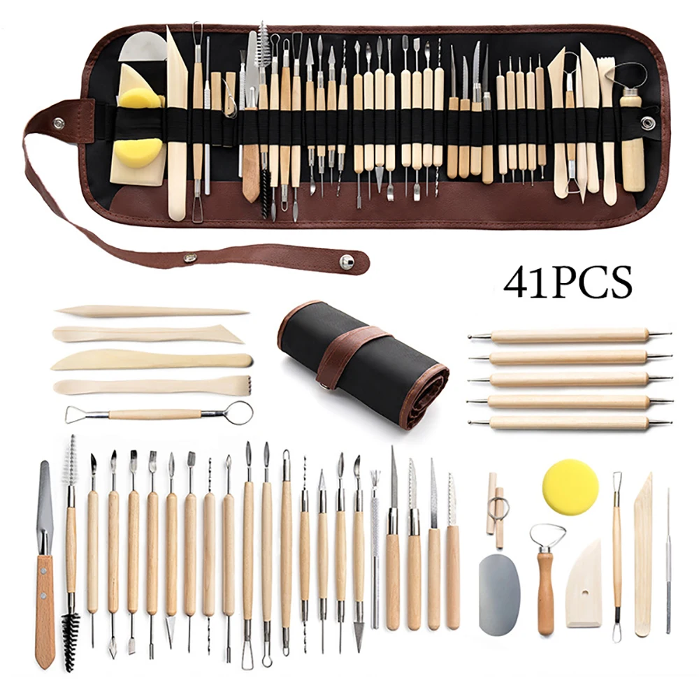 41pcs DIY Clay Pottery Tool Set Drill Pen Ceramics Sculpting Carving Sculpture Craft Wooden Handle Modeling Kit
41pcs DIY Clay Pottery Tool Set Drill Pen Ceramics Sculpting Carving Sculpture Craft Wooden Handle Modeling Kit