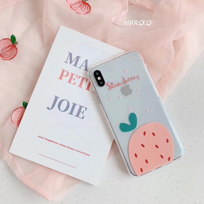 

INS Korea Strawberry phone case for iphone 7 8 6 6s plus silicone soft clear for iphone 11 Pro Max XR XS MAX cover coque back