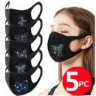 5 шт. женские Многоразовые Открытый дрель Дышащие Модные льда Ветрозащитная маска бабочка стразы узор маска против пыли хлопковая Футболка с изображением маски