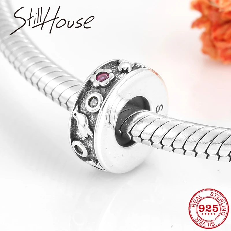 Бусина-Разделитель с розовым цирконием для браслета серебро 925 пробы | Украшения