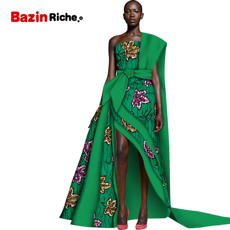 Newest Fashion African Dresses for Women Private Custom Sleeveless Floor-length Sexy Cotton Party Dress Customized WY5619