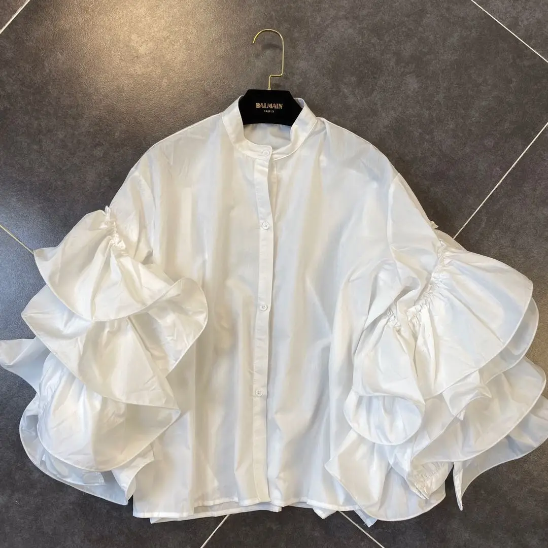 Рубашка женская трехмерная кружевная с круглым вырезом и длинным рукавом |