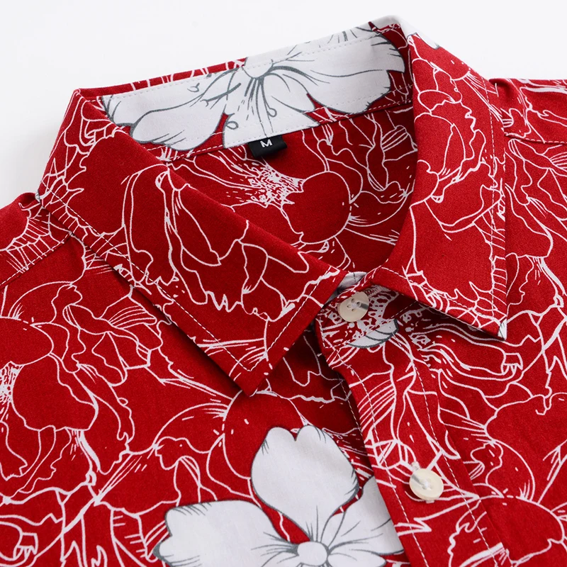 Summer Pure Cotton Floral Hawaiian Men's Shirt Short Sleeve Regular Fit Beach Wearing Factory Direct Sell