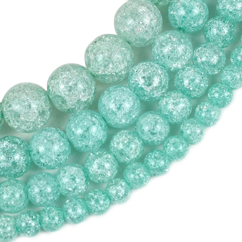 

Natural Stone Light Green Cracked Crystal Beads for Jewelry Making 6 8 10mm Round Loose Beads For Diy Bracelet Perles Wholesale