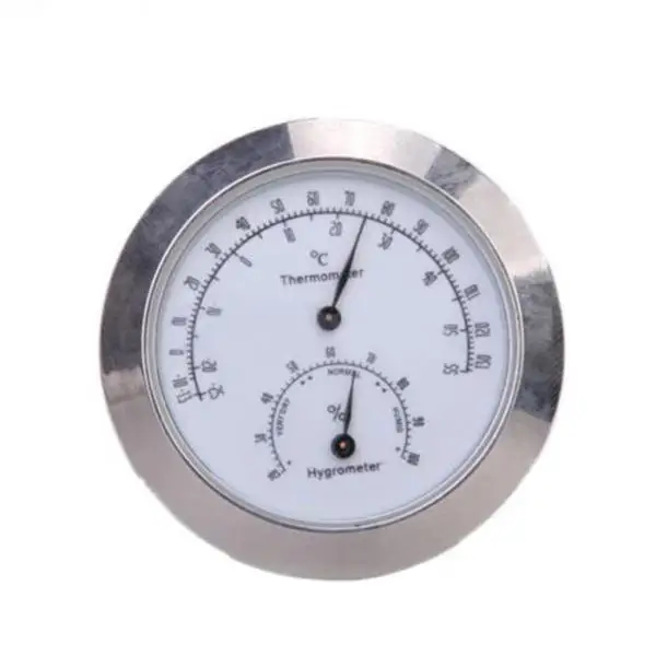 

Alloy Silver Round Humidity Thermometer Hygrometer Case For Guitar Useful