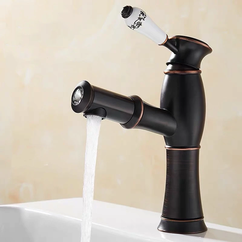 Смесители для ванной комнаты WZLY черный латунный фарфоровый кран с алмазным