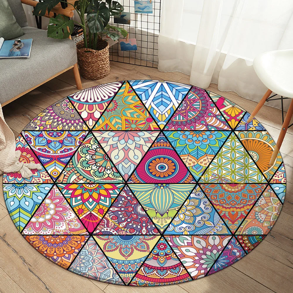 2022 Mandala Print Round Kitchen Mat Anti-slip Modern Area Rug Living Room Balcony Flowers Carpet Doormat Geometric Bath | Дом и сад