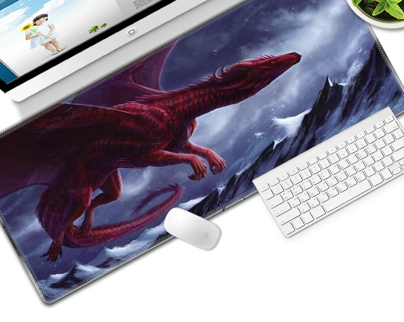 700*300 мм серия Red Dragon высокоскоростной большой игровой коврик для мыши, клавиатуры, Противоскользящий коврик для компьютерной мыши из натурального каучука
