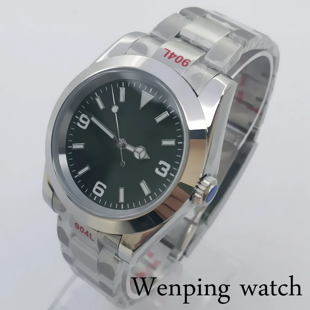 

New 36/39mm Polished Sterile Sterile Watch Sapphire Glass Silver Case NH35 Miyota 8215 PT5000 Mingzhu 2813 Movement Automatic