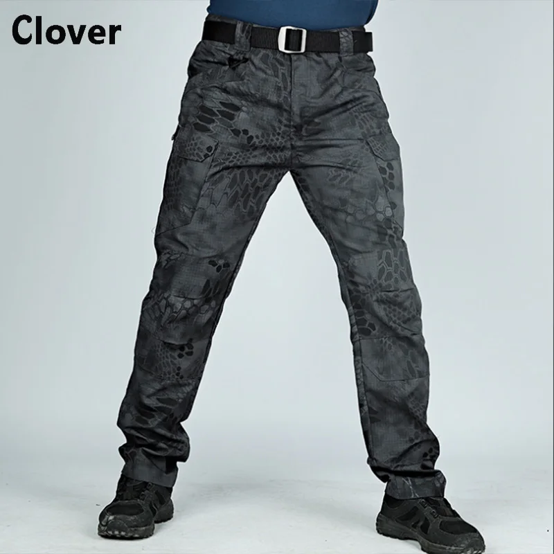 Для мужчин s камуфляжные брюки карго с эластичной резинкой несколькими карманами