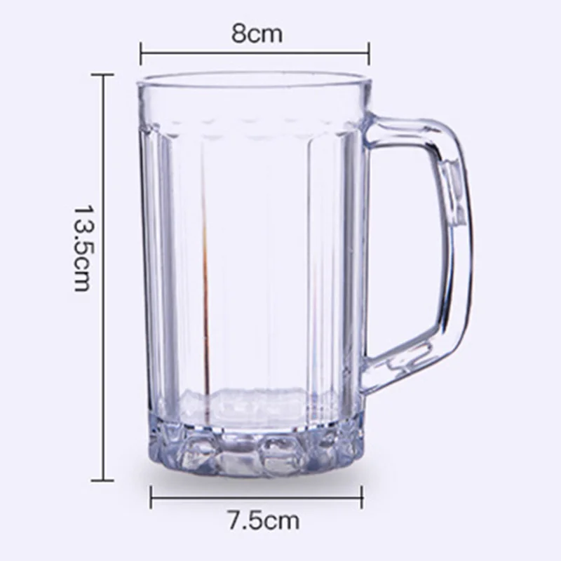 Большая прозрачная пивная кружка 500 мл с ручкой чашка рукояткой непромокаемая