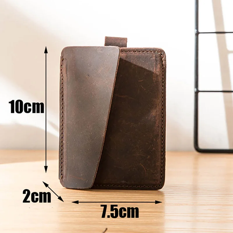 Deep Brown Мужская ультратонкая Компактная сумка для карт AETOO, простой комплект для карт с нулевым кошельком, кожаная портативная Высококачественная мини-карта с клипсой для женщин - Цвет: Deep Brown