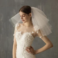v623 new fashion multi layers short white bridal veil organza bridal cathedral wedding veil with comb