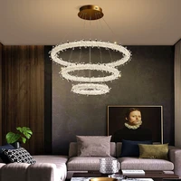 crystal lxury led chandelier lighting modern nordic dining living room round rings hanging lamp bedroom designer home luminaires