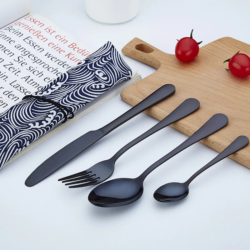 4 шт./компл. набор разноцветных столовых приборов из нержавеющей стали в западном