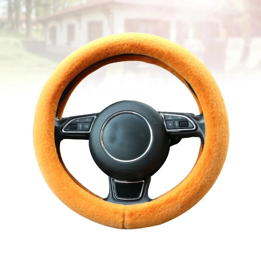 

1Pc Plush Steering Wheel Cover Durable Steering Cover Universal Anti-slip Automobile Steering Wheel Cover(Purple)