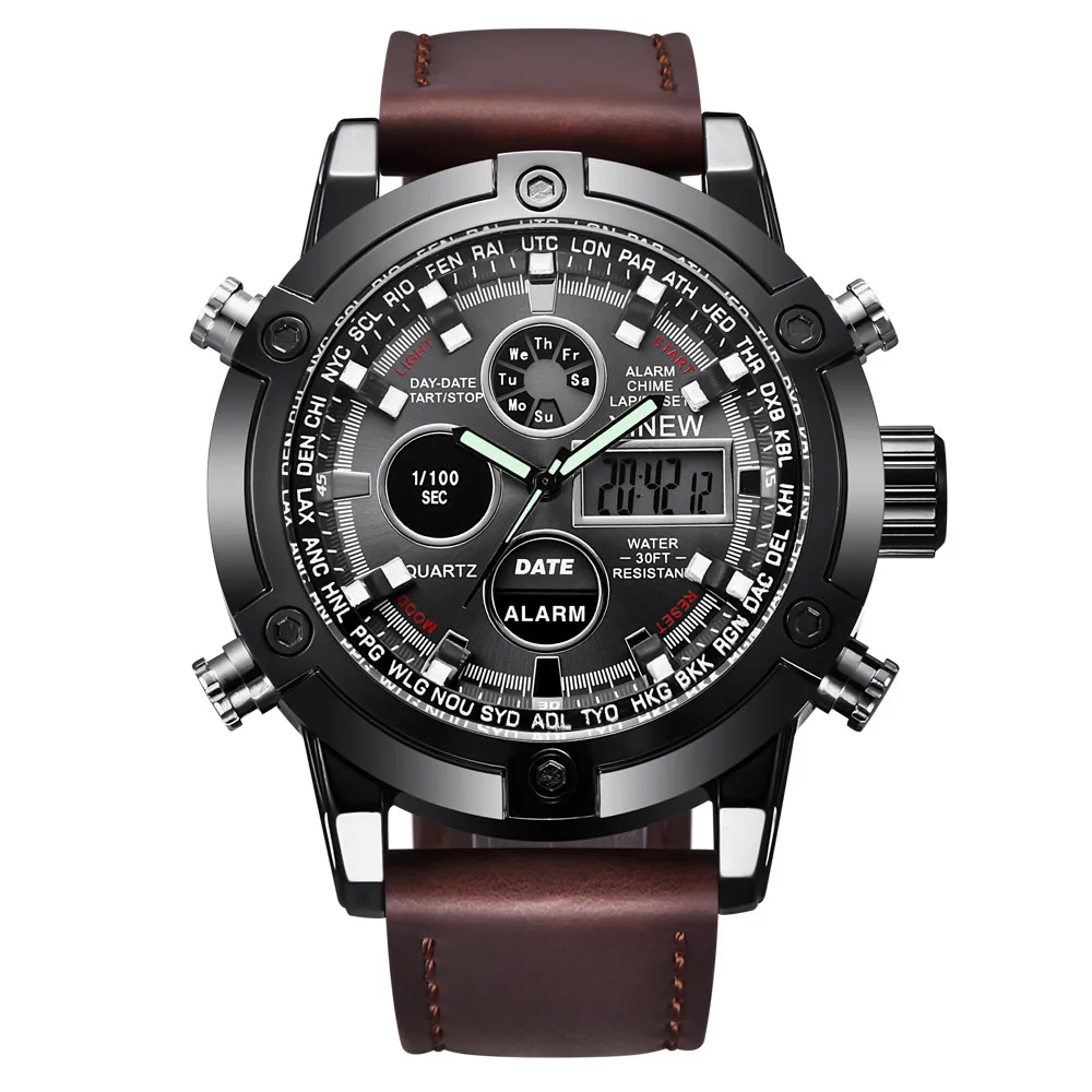 

Sport Watch Men Fashion WaterProof Multi Function Watches Men Dual Display LED Digital Quartz Wristwatch relogios masculinos