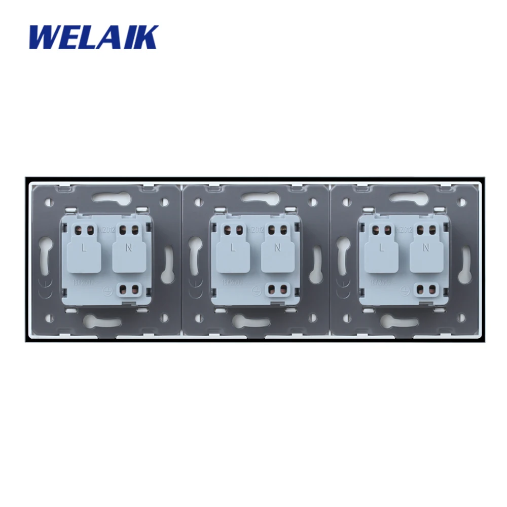 Welaik Стекло Панель стены разъем розетка Белый Черный Европейский Стандартный