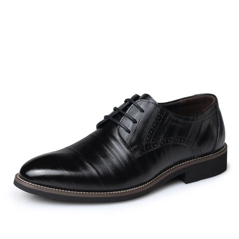 

New High Quality Genuine Leather Men Brogues Shoes Lace-Up Bullock Business Dress Men Oxfords Shoes Male Formal Shoes 996