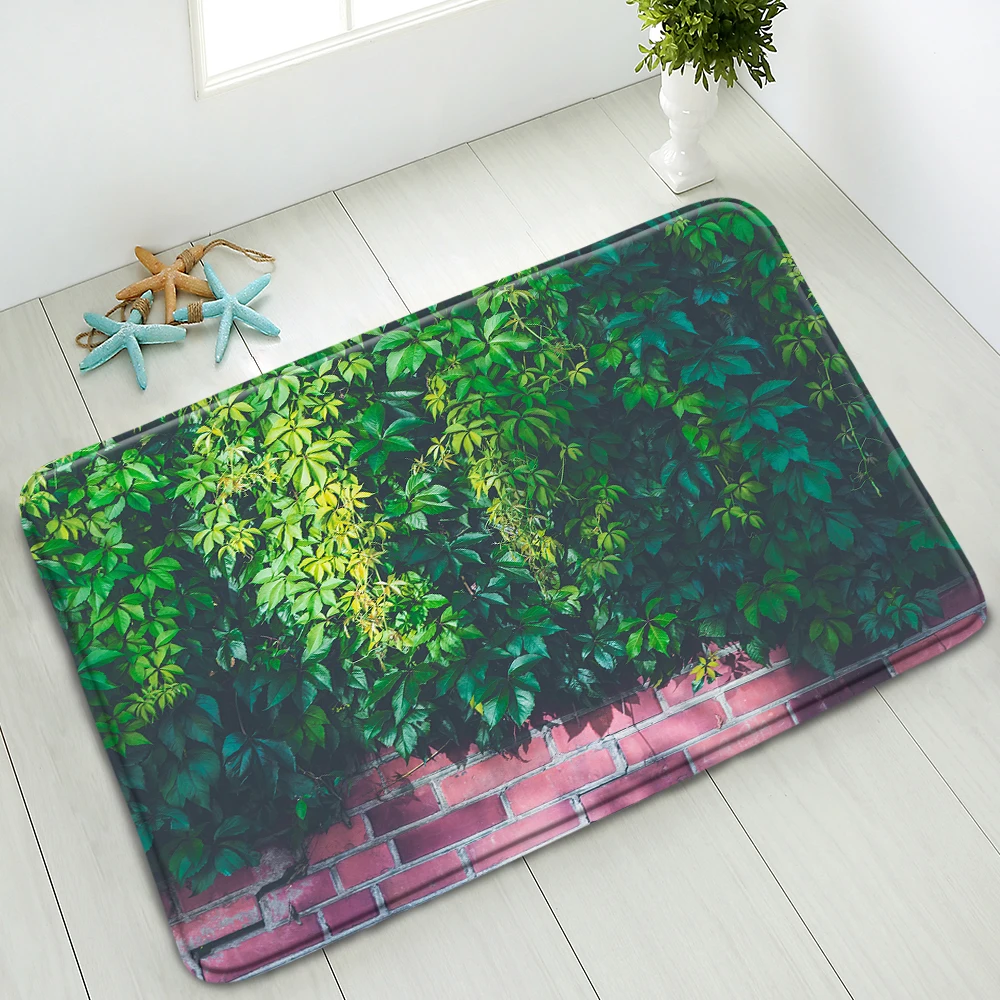 Противоскользящий коврик для ванной фланелевый впитывающий ковер с зелеными