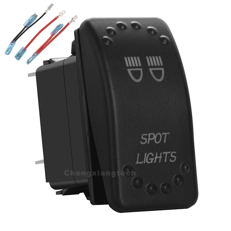 

Orange Led 5Pin On/Off SPST Rocker Push Switch Spot Lights 20A/12V 10A/24V For Car Boat Waterproof+Jumper Wires Set