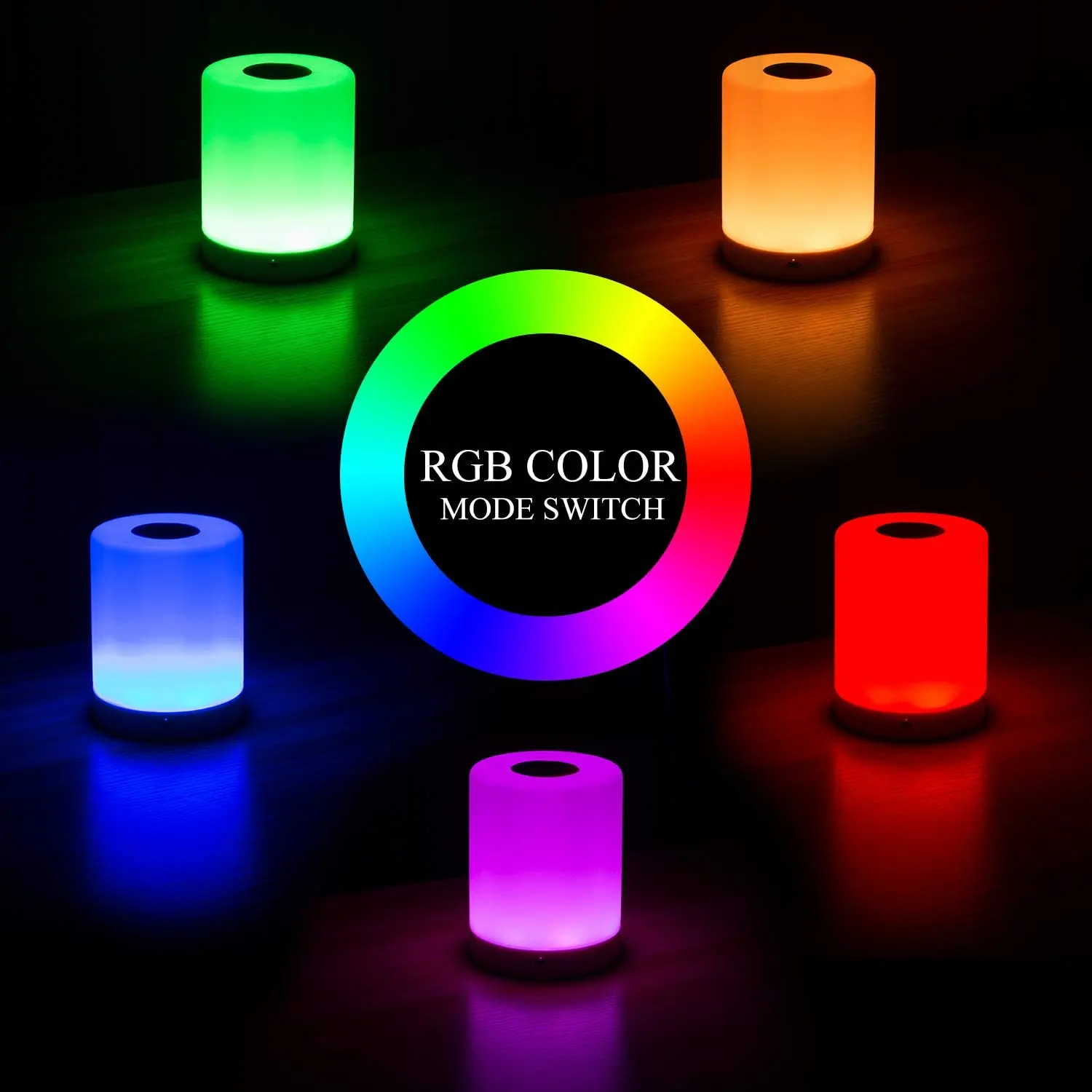 Table Lamp Touch Night Light, RGB Table Lamp for Bedroom LED Bedside Lamp, Modern Nightstand Warm White Nursery Lights Gift